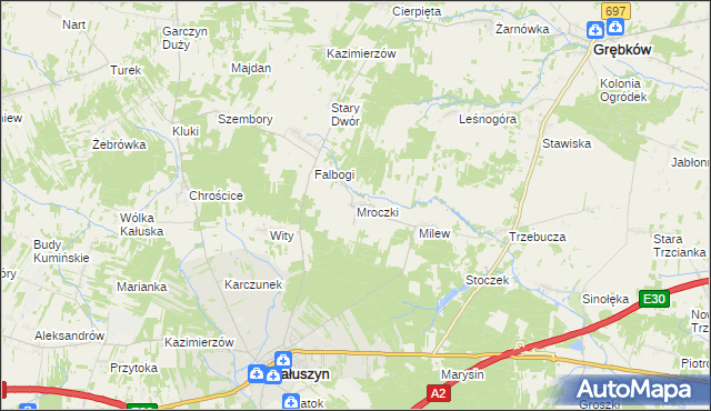 mapa Mroczki gmina Kałuszyn, Mroczki gmina Kałuszyn na mapie Targeo