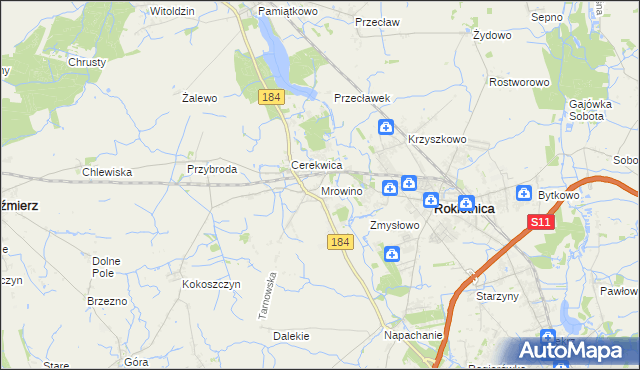 mapa Mrowino, Mrowino na mapie Targeo