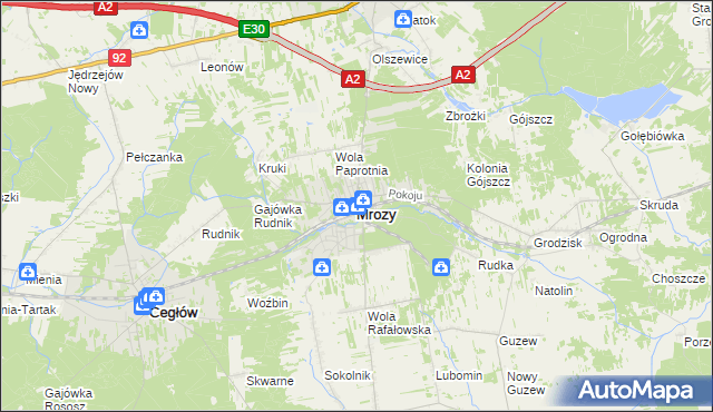 mapa Mrozy powiat miński, Mrozy powiat miński na mapie Targeo