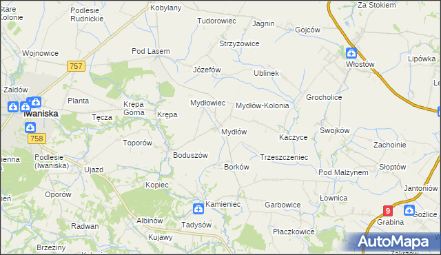 mapa Mydłów, Mydłów na mapie Targeo