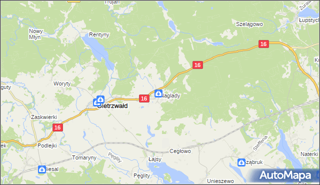 mapa Naglady, Naglady na mapie Targeo