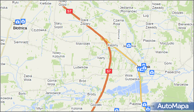 mapa Narty gmina Jedlińsk, Narty gmina Jedlińsk na mapie Targeo