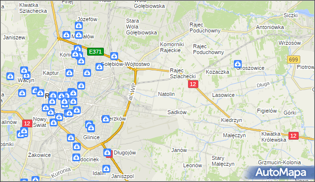 mapa Natolin gmina Jedlnia-Letnisko, Natolin gmina Jedlnia-Letnisko na mapie Targeo