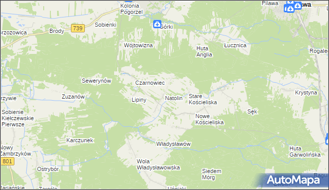 mapa Natolin gmina Osieck, Natolin gmina Osieck na mapie Targeo