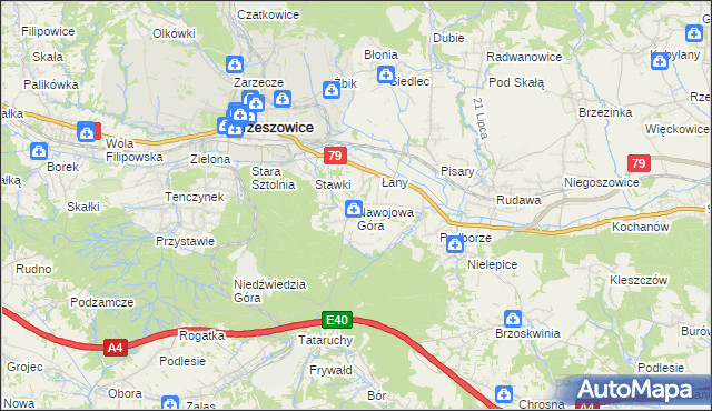 mapa Nawojowa Góra, Nawojowa Góra na mapie Targeo