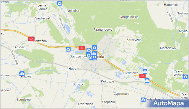 mapa Nekla powiat wrzesiński, Nekla powiat wrzesiński na mapie Targeo
