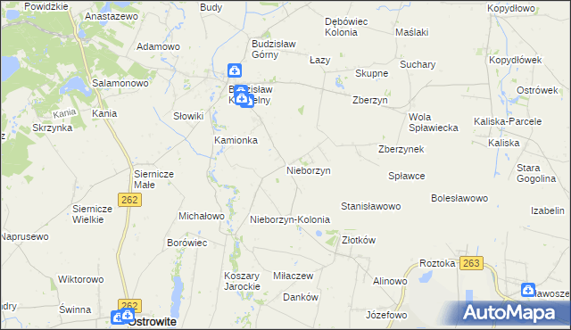 mapa Nieborzyn gmina Kleczew, Nieborzyn gmina Kleczew na mapie Targeo