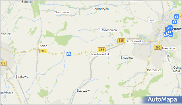 mapa Niedźwiednik gmina Ziębice, Niedźwiednik gmina Ziębice na mapie Targeo