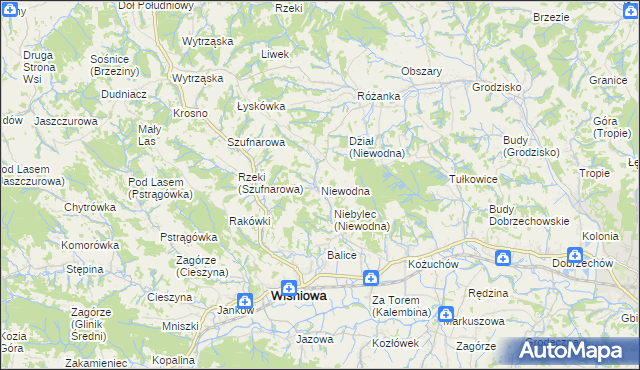 mapa Niewodna, Niewodna na mapie Targeo