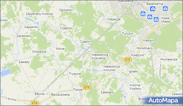 mapa Niewodnica Kościelna, Niewodnica Kościelna na mapie Targeo