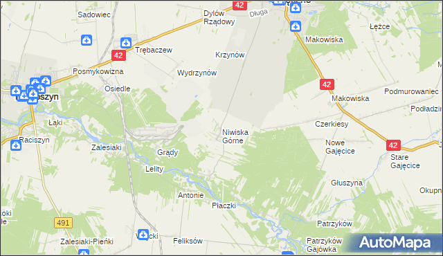 mapa Niwiska Górne, Niwiska Górne na mapie Targeo