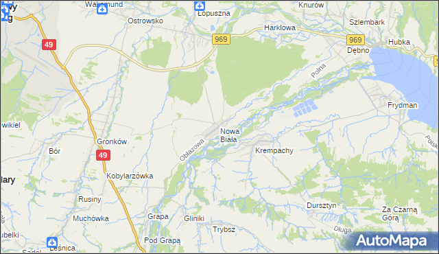 mapa Nowa Biała gmina Nowy Targ, Nowa Biała gmina Nowy Targ na mapie Targeo
