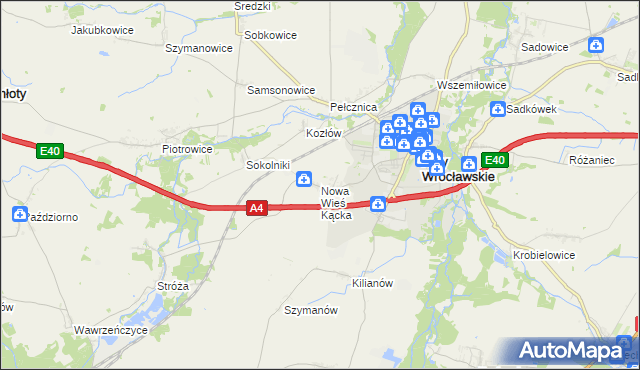 mapa Nowa Wieś Kącka, Nowa Wieś Kącka na mapie Targeo