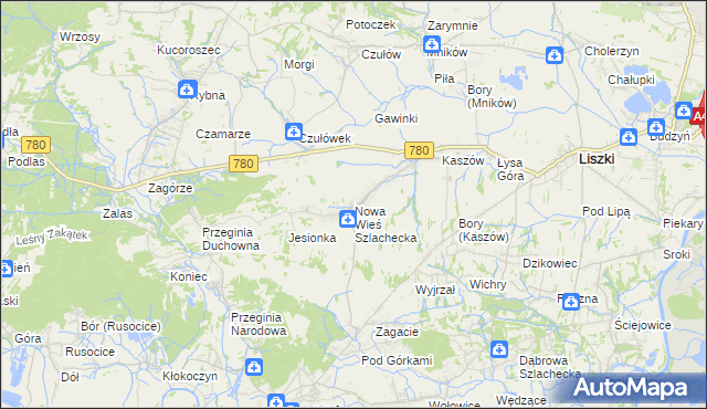 mapa Nowa Wieś Szlachecka, Nowa Wieś Szlachecka na mapie Targeo