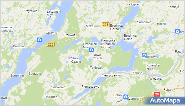 mapa Nowe Czaple gmina Stężyca, Nowe Czaple gmina Stężyca na mapie Targeo