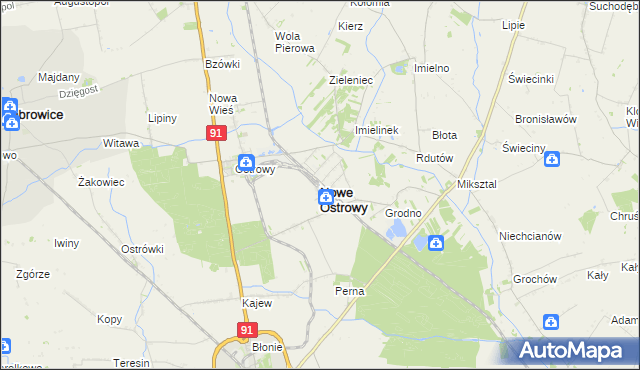 mapa Nowe Ostrowy, Nowe Ostrowy na mapie Targeo