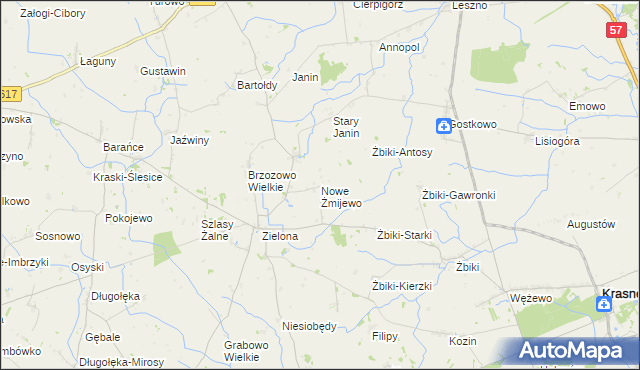 mapa Nowe Żmijewo, Nowe Żmijewo na mapie Targeo