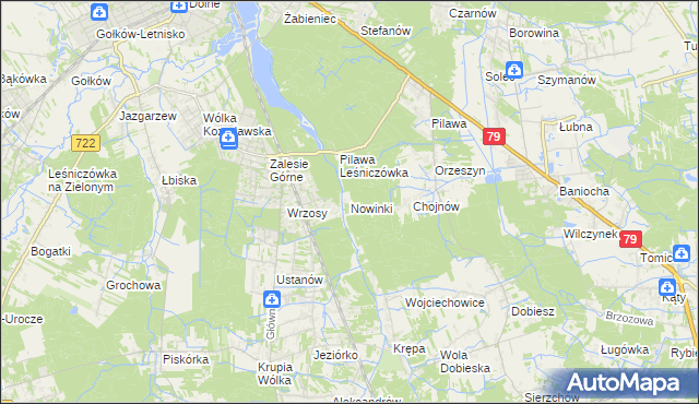 mapa Nowinki gmina Piaseczno, Nowinki gmina Piaseczno na mapie Targeo