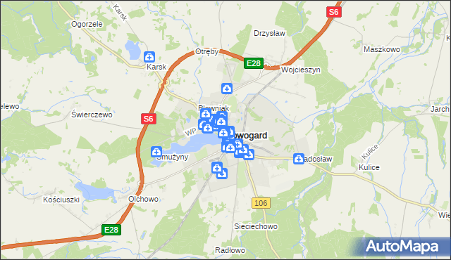 mapa Nowogard, Nowogard na mapie Targeo