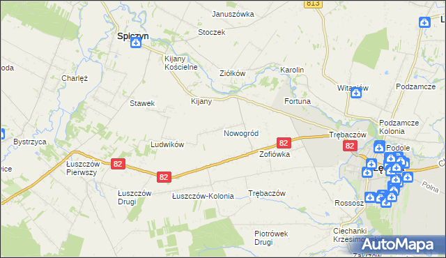 mapa Nowogród gmina Łęczna, Nowogród gmina Łęczna na mapie Targeo