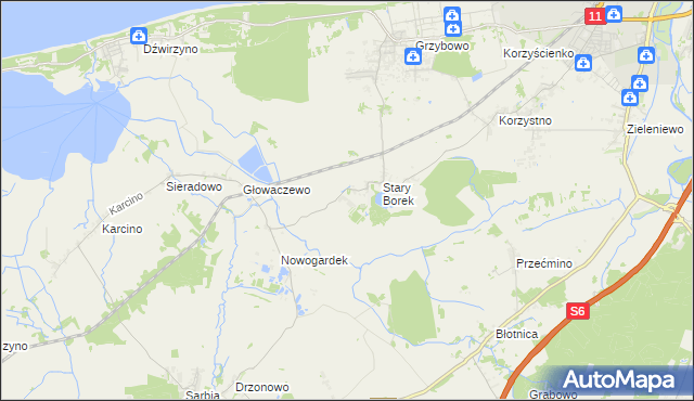 mapa Nowy Borek gmina Kołobrzeg, Nowy Borek gmina Kołobrzeg na mapie Targeo