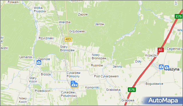 mapa Nowy Broniszew, Nowy Broniszew na mapie Targeo