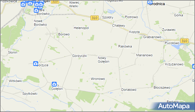 mapa Nowy Gołębin, Nowy Gołębin na mapie Targeo