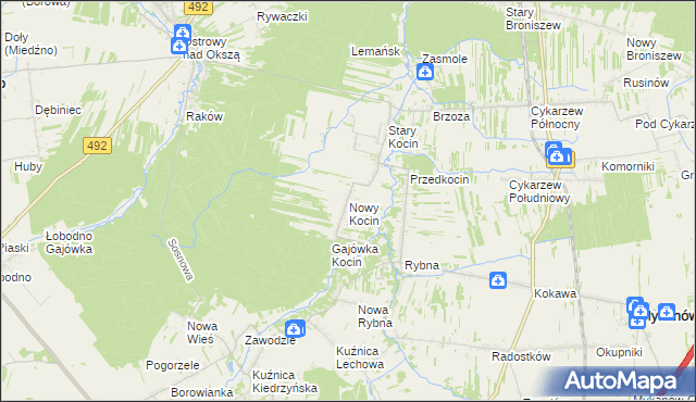 mapa Nowy Kocin, Nowy Kocin na mapie Targeo