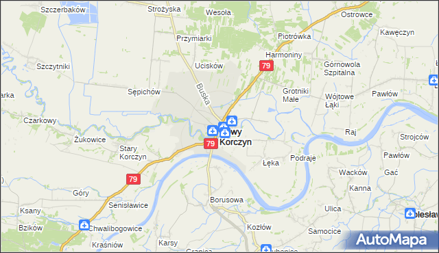 mapa Nowy Korczyn, Nowy Korczyn na mapie Targeo