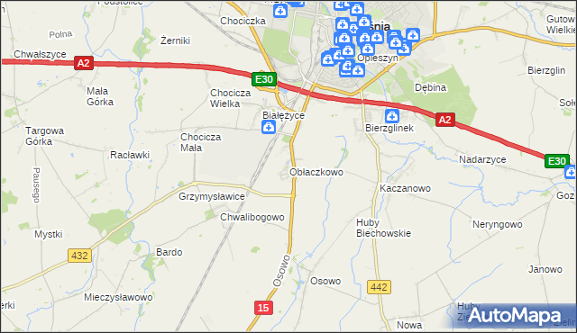 mapa Obłaczkowo, Obłaczkowo na mapie Targeo