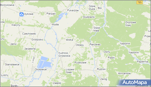 mapa Oblasy gmina Koniecpol, Oblasy gmina Koniecpol na mapie Targeo