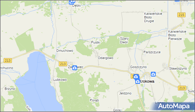 mapa Odargowo gmina Krokowa, Odargowo gmina Krokowa na mapie Targeo