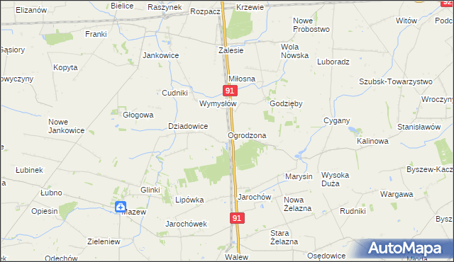 mapa Ogrodzona gmina Daszyna, Ogrodzona gmina Daszyna na mapie Targeo