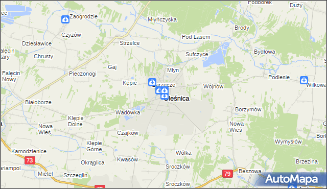 mapa Oleśnica powiat staszowski, Oleśnica powiat staszowski na mapie Targeo