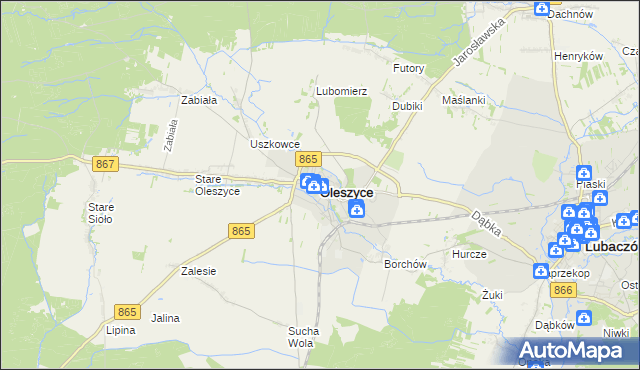 mapa Oleszyce, Oleszyce na mapie Targeo