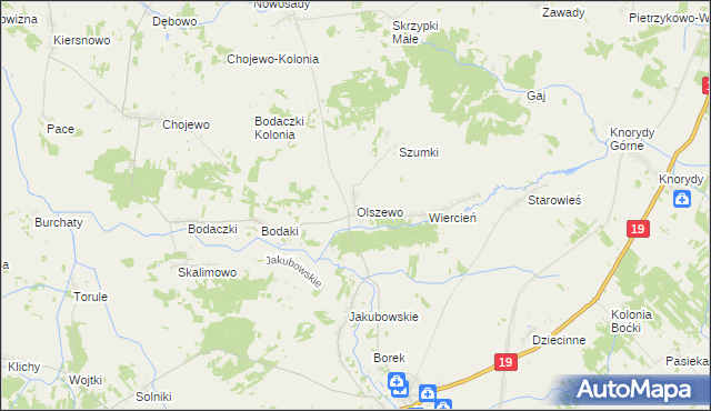 mapa Olszewo gmina Boćki, Olszewo gmina Boćki na mapie Targeo