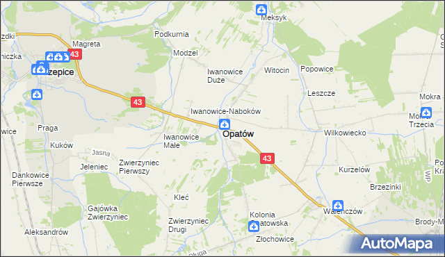 mapa Opatów powiat kłobucki, Opatów powiat kłobucki na mapie Targeo