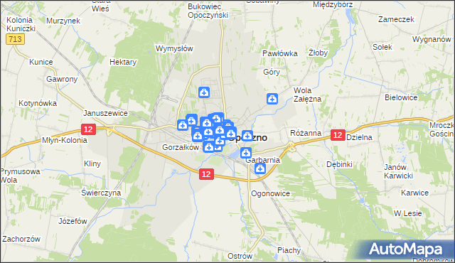 mapa Opoczno, Opoczno na mapie Targeo