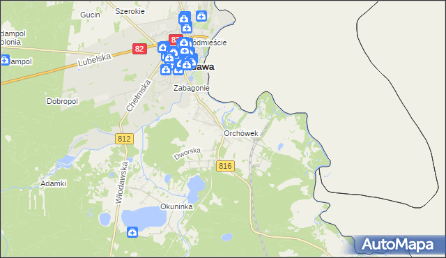 mapa Orchówek gmina Włodawa, Orchówek gmina Włodawa na mapie Targeo