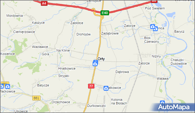 mapa Orły powiat przemyski, Orły powiat przemyski na mapie Targeo