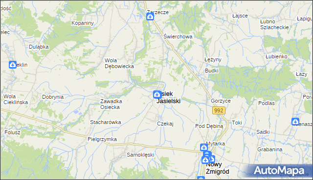 mapa Osiek Jasielski, Osiek Jasielski na mapie Targeo