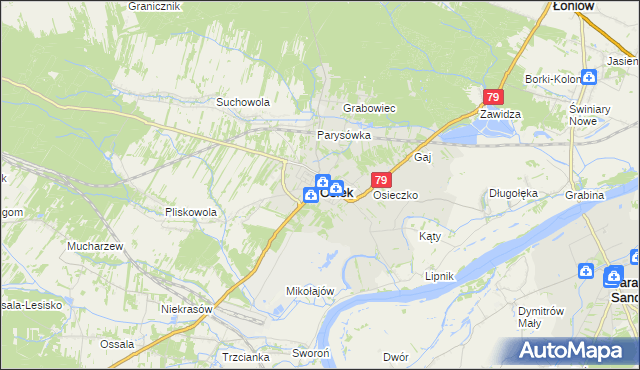 mapa Osiek powiat staszowski, Osiek powiat staszowski na mapie Targeo