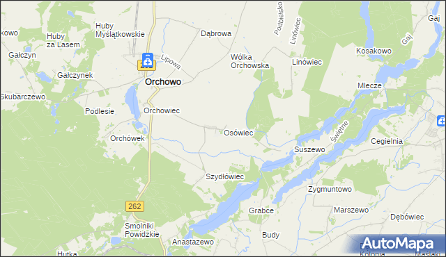 mapa Osówiec gmina Orchowo, Osówiec gmina Orchowo na mapie Targeo