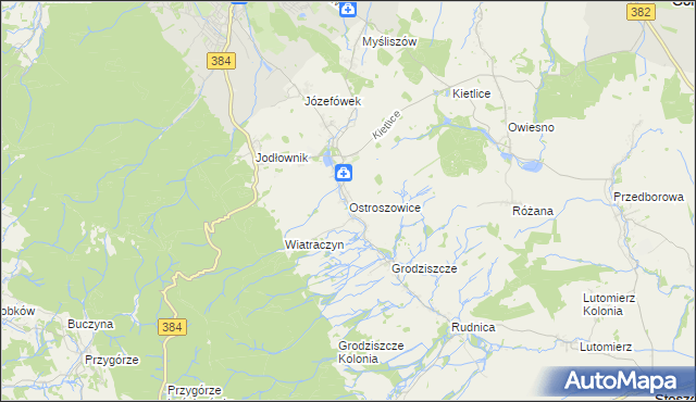 mapa Ostroszowice, Ostroszowice na mapie Targeo