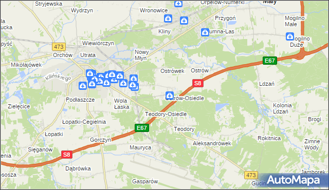 mapa Ostrów-Osiedle, Ostrów-Osiedle na mapie Targeo