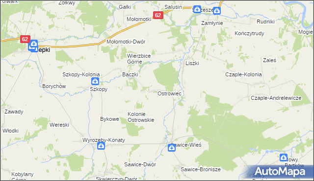 mapa Ostrowiec gmina Repki, Ostrowiec gmina Repki na mapie Targeo