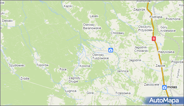 mapa Ostrowy Tuszowskie, Ostrowy Tuszowskie na mapie Targeo