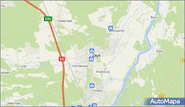 mapa Otyń, Otyń na mapie Targeo