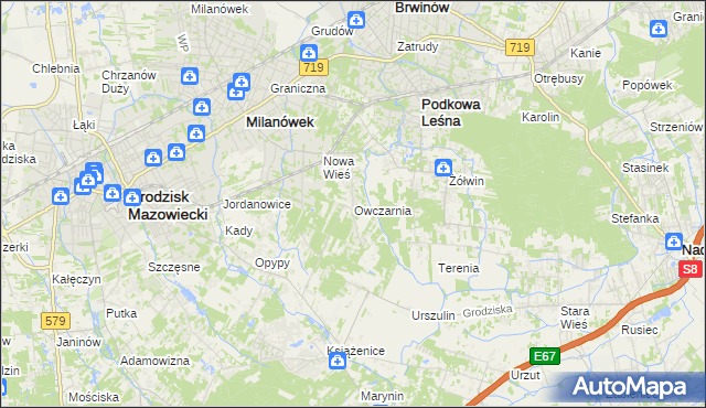 mapa Owczarnia gmina Brwinów, Owczarnia gmina Brwinów na mapie Targeo