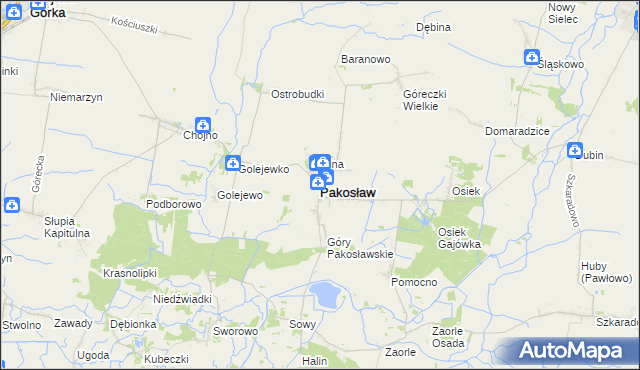 mapa Pakosław powiat rawicki, Pakosław powiat rawicki na mapie Targeo